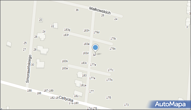 Kalisz, Celtycka, 177h, mapa Kalisza