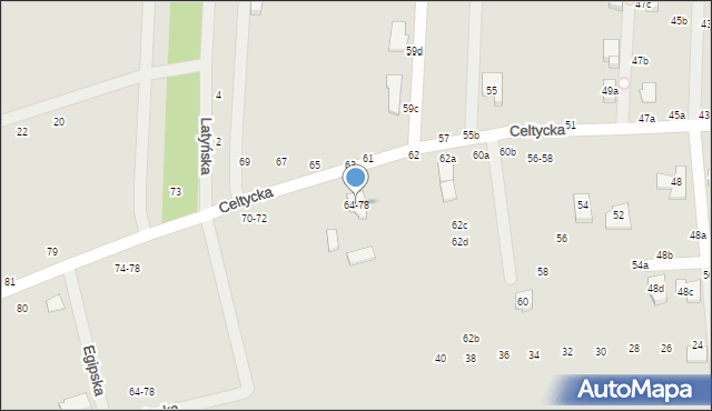 Kalisz, Celtycka, 64-78, mapa Kalisza