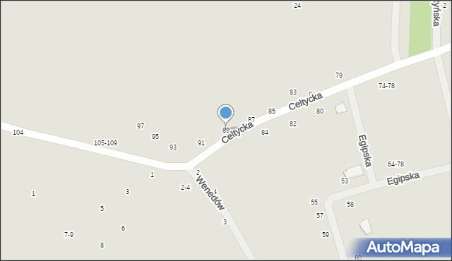 Kalisz, Celtycka, 89, mapa Kalisza