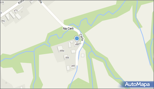 Kamesznica, Cerla, 468, mapa Kamesznica