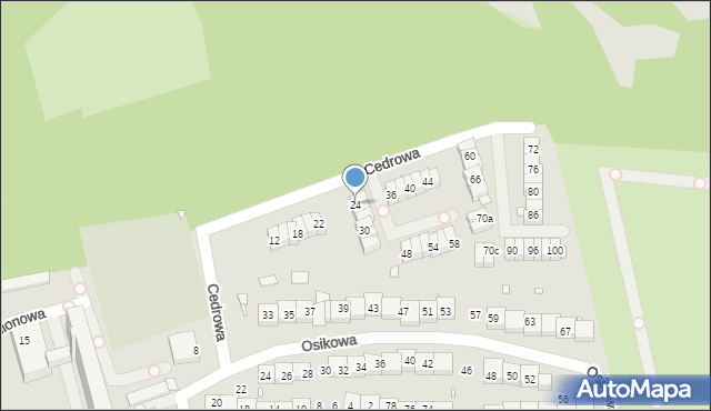 Katowice, Cedrowa, 24, mapa Katowic