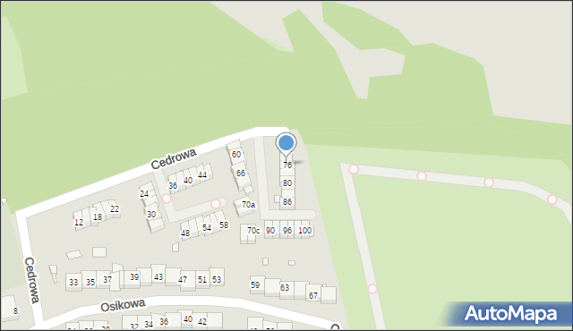 Katowice, Cedrowa, 76, mapa Katowic