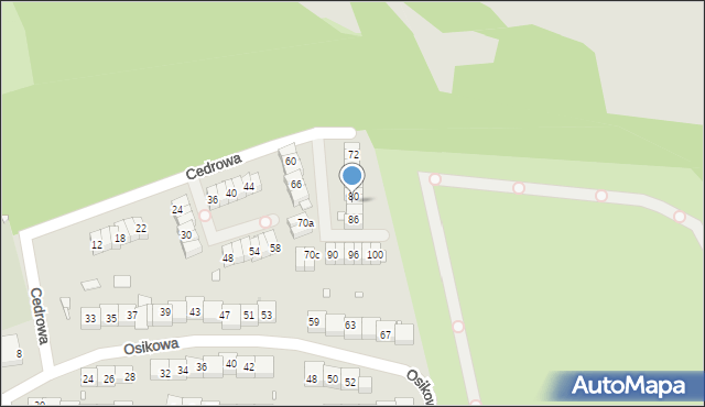 Katowice, Cedrowa, 82, mapa Katowic