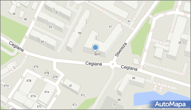 Katowice, Ceglana, 55, mapa Katowic