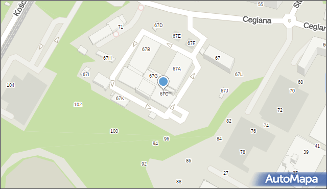 Katowice, Ceglana, 67C, mapa Katowic