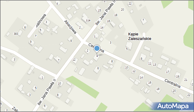Kępie Zaleszańskie, Centralna, 4, mapa Kępie Zaleszańskie