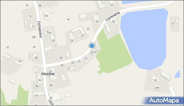 Kiczyce, Centralna, 17, mapa Kiczyce
