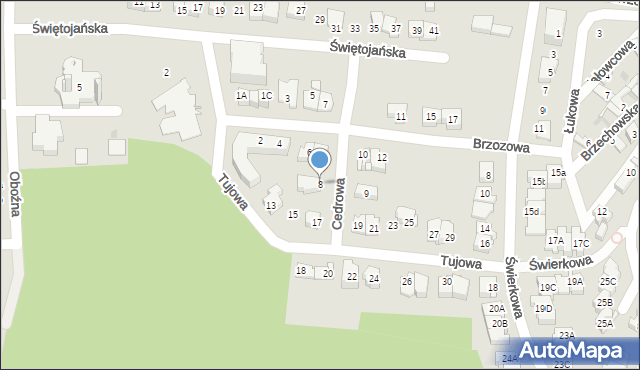 Kielce, Cedrowa, 8, mapa Kielc