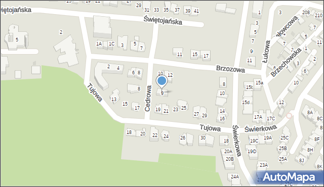 Kielce, Cedrowa, 9, mapa Kielc