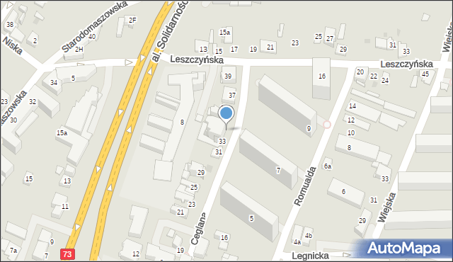 Kielce, Ceglana, 33a, mapa Kielc