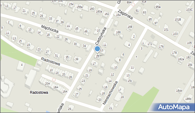 Kielce, Cedzyńska, 15, mapa Kielc