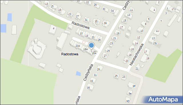 Kielce, Cedzyńska, 16B, mapa Kielc