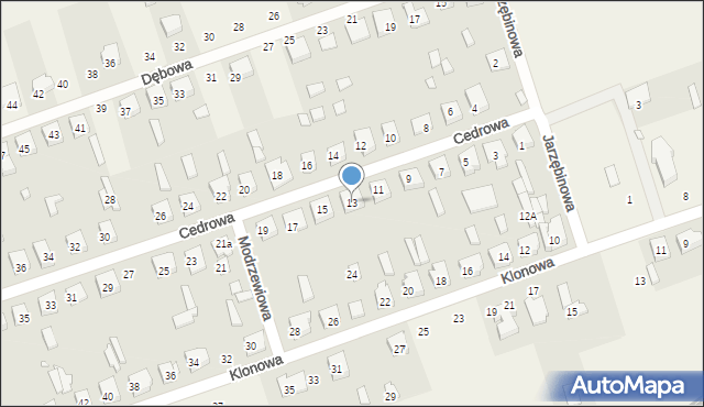 Kobylec, Cedrowa, 13, mapa Kobylec