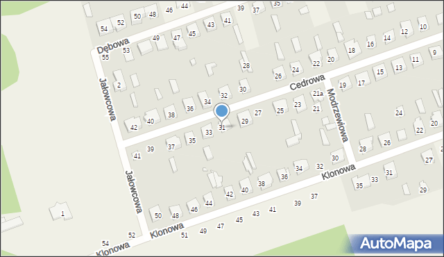 Kobylec, Cedrowa, 31, mapa Kobylec