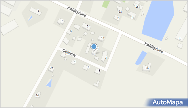 Korzeniewo, Ceglana, 1, mapa Korzeniewo