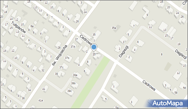 Koszalin, Cedrowa, 10, mapa Koszalina