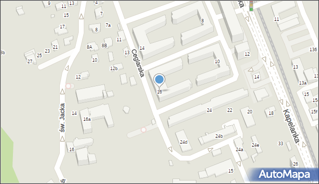 Kraków, Ceglarska, 16, mapa Krakowa
