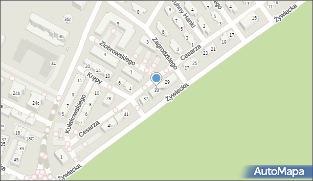 Kraków, Cesarza Benedykta, 33, mapa Krakowa