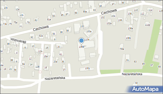 Kraków, Cechowa, 100b, mapa Krakowa