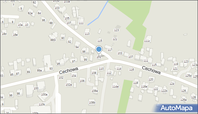 Kraków, Cechowa, 101, mapa Krakowa