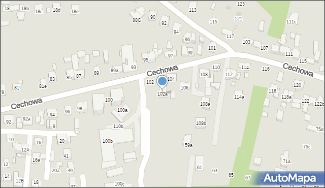 Kraków, Cechowa, 102a, mapa Krakowa