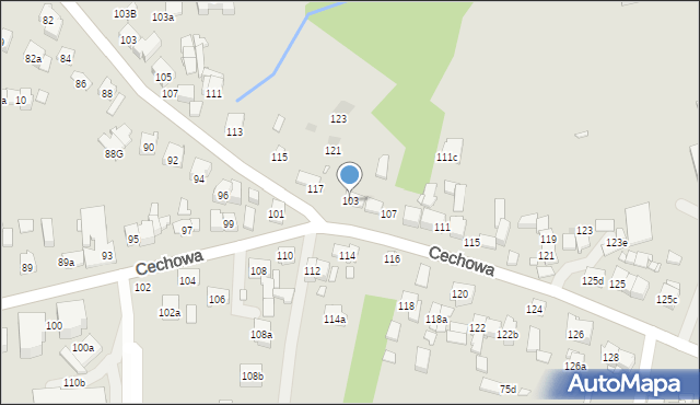 Kraków, Cechowa, 103, mapa Krakowa
