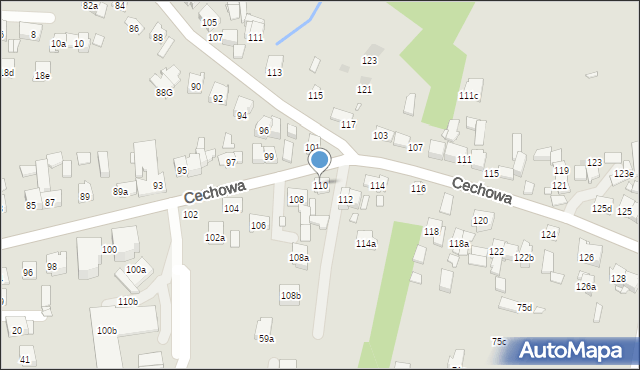 Kraków, Cechowa, 110, mapa Krakowa