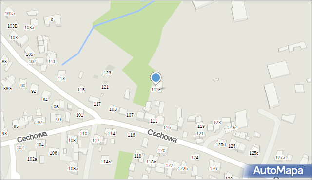 Kraków, Cechowa, 111c, mapa Krakowa