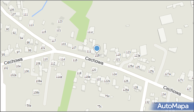 Kraków, Cechowa, 115, mapa Krakowa