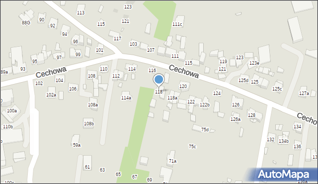 Kraków, Cechowa, 118, mapa Krakowa