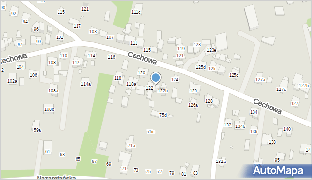 Kraków, Cechowa, 122a, mapa Krakowa