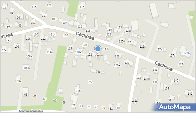 Kraków, Cechowa, 122b, mapa Krakowa