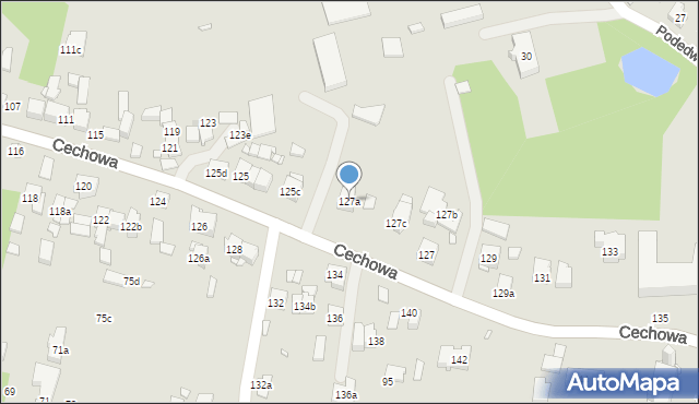 Kraków, Cechowa, 127a, mapa Krakowa