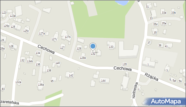 Kraków, Cechowa, 131, mapa Krakowa