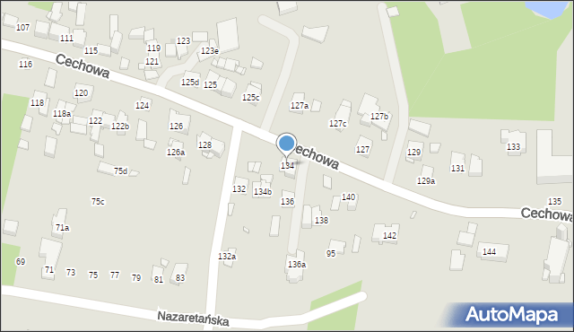 Kraków, Cechowa, 134, mapa Krakowa