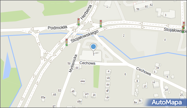 Kraków, Cechowa, 2, mapa Krakowa