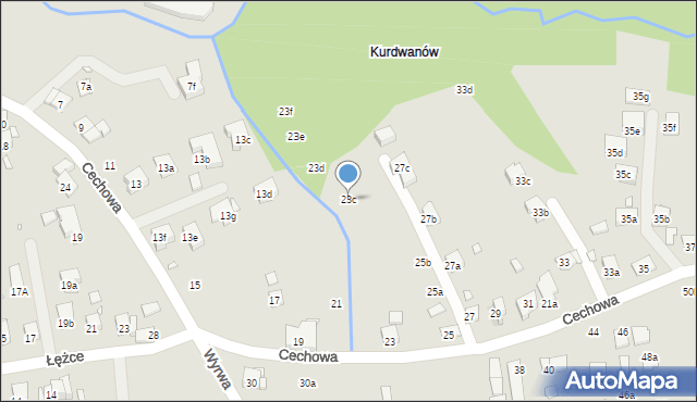 Kraków, Cechowa, 23c, mapa Krakowa