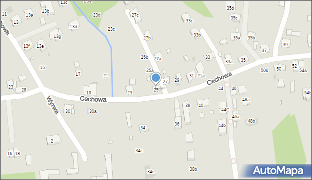 Kraków, Cechowa, 25, mapa Krakowa