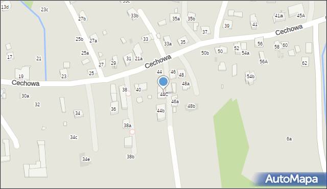 Kraków, Cechowa, 44C, mapa Krakowa