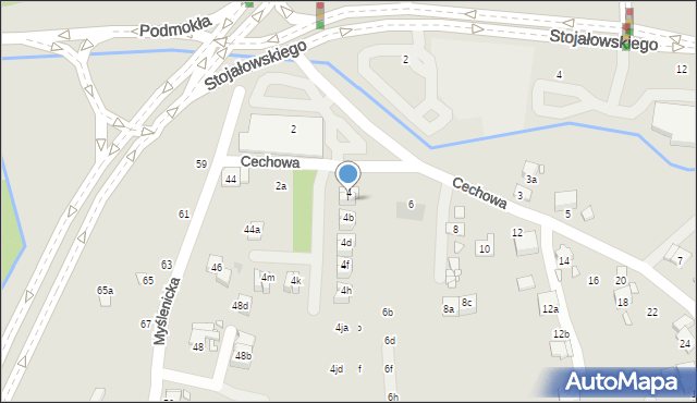 Kraków, Cechowa, 4a, mapa Krakowa