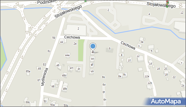 Kraków, Cechowa, 4c, mapa Krakowa