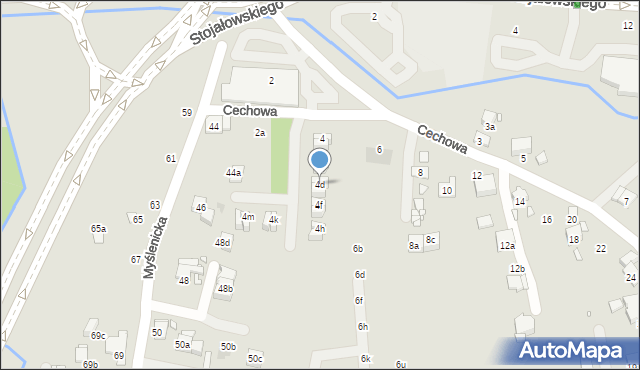 Kraków, Cechowa, 4d, mapa Krakowa