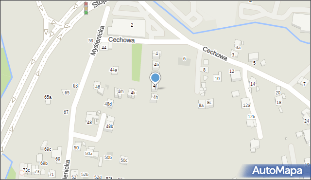 Kraków, Cechowa, 4g, mapa Krakowa