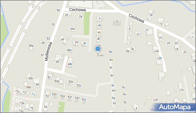 Kraków, Cechowa, 4ja, mapa Krakowa