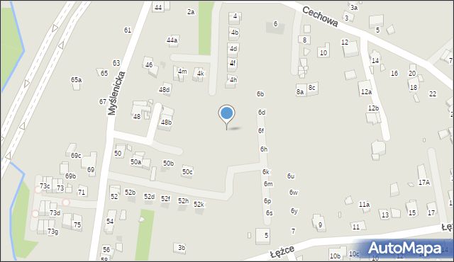 Kraków, Cechowa, 4jd, mapa Krakowa