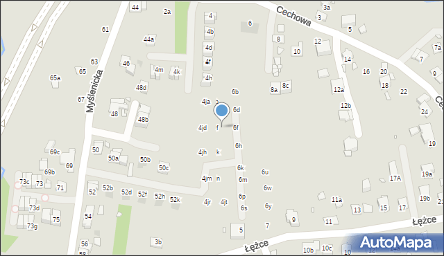 Kraków, Cechowa, 4jg, mapa Krakowa