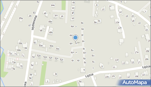 Kraków, Cechowa, 4jk, mapa Krakowa