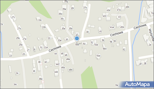 Kraków, Cechowa, 50b, mapa Krakowa