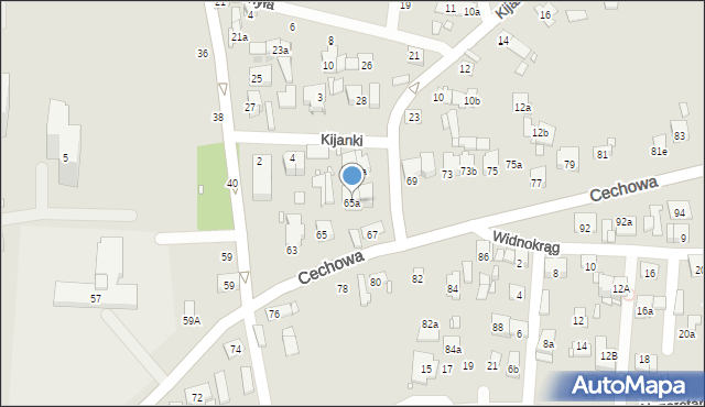 Kraków, Cechowa, 65a, mapa Krakowa