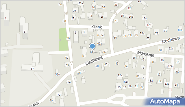 Kraków, Cechowa, 65B, mapa Krakowa